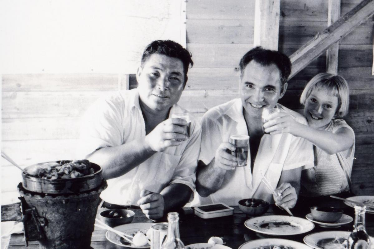 Darwin residents dining with Fujita Salvage Company staff on board the MV British Motorist in 1961.