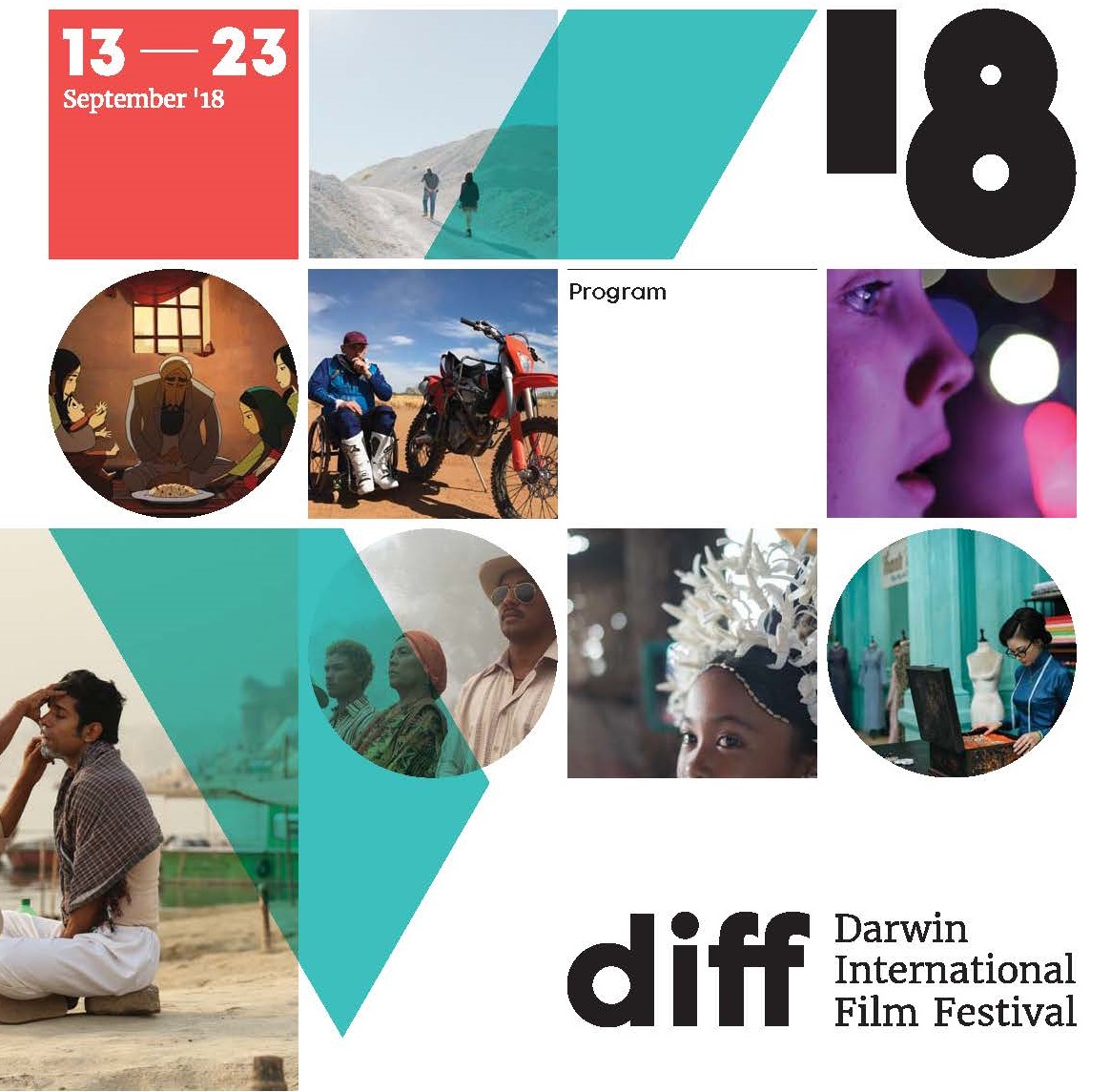Front cover of the DIFF program. Grid pattern with images displaying different stills from films