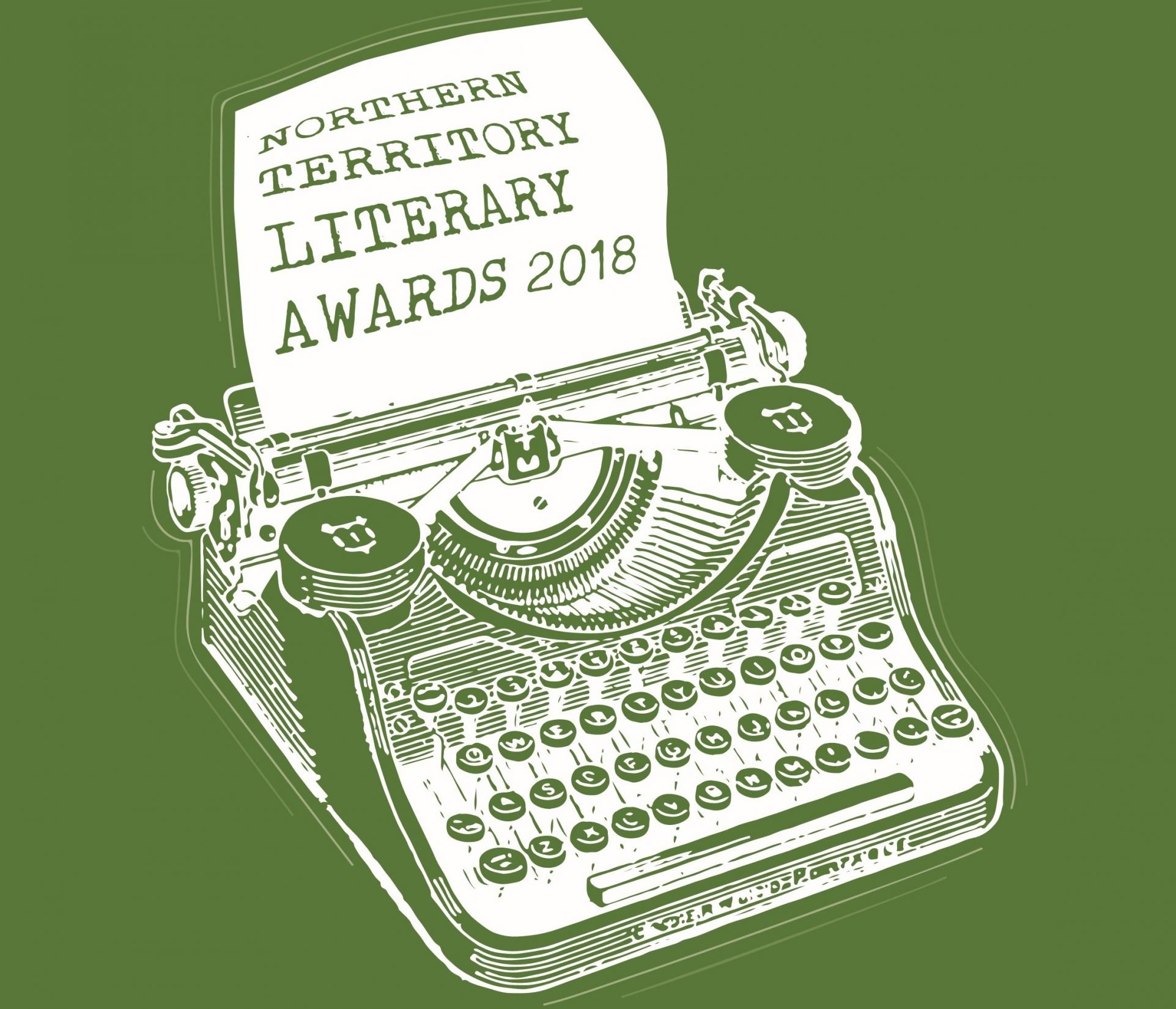 Northern Territory Literary Awards ceremony icon - typewriter with paper out the top typing out the Award name
